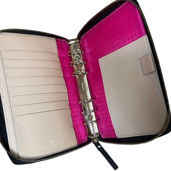 Kate Spade New York Black Leather Zip-Around Planner Organizer – 6-Ring Agenda - Picture 6 of 6